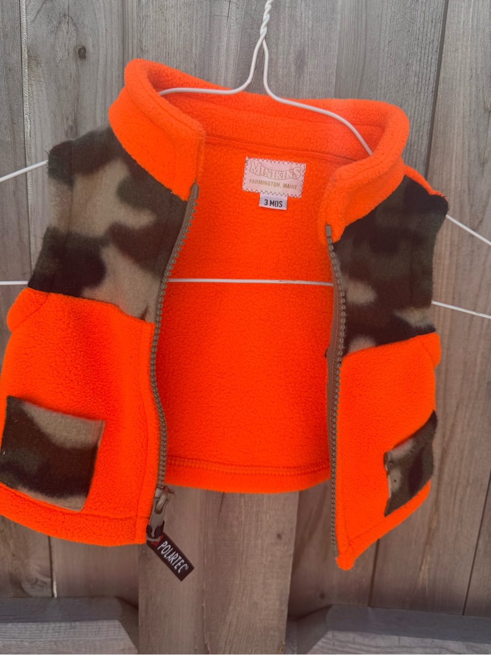 Orange Fleece Vest with Camo Panels - 3 Months